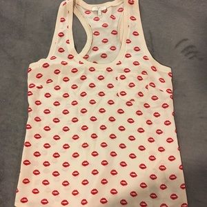 Joie lipstick print silk top size small